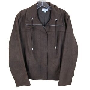 Studio Works Brown Full‎ Zip Jacket Women's Large Spring Fall - NEW!